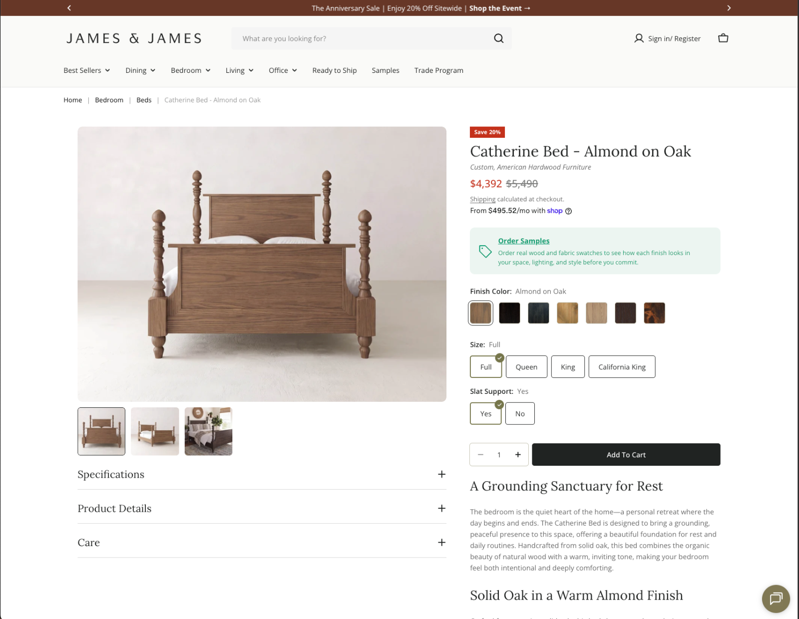 Shopify Plus for Furniture Brand